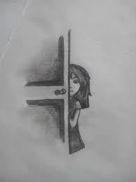 Girl Hiding Behind Door Drawings My Drawings Guy Drawing