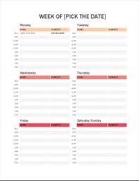 Weekly Appointment Calendar Template Exceltemplate