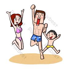 Summer beach cartoon vector illustration with jumping. Cartoon Family Happy Playing On The Beach Png Transparent Background Png Images Psd Free Download Pikbest