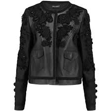 Dolce Gabbana Appliqued Embroidered Matelasse And Leather Jacket Embroidered Leather Jacket Leather Jacket Leather Jackets Women
