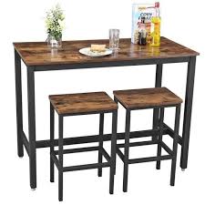 This dining set shows how ingenuinly you can arrange your place, when lacking space. Vasagle Lot Table Et Chaises De Bar Table Haute Avec 2 Tabourets Style Industriel Pour Cuisine Ou Salon Marron Rustique Lbt15x Achat Vente Table De Cuisine Vasagle