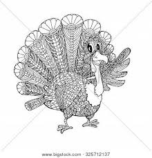 Wonderful turkey mandala (as part of a leaf mandala set for thanksgiving). Doodle Turkey Vector Photo Free Trial Bigstock