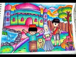 Cara Menggambar Dan Mewarnai Pemandangan Masjid Dengan Gradasi Warna Oil Pastel Crayon Youtube Gambar Pemandangan Cara Menggambar