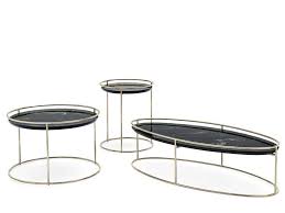Gold steel frame with glass top and base. High Side Table Atollo By Calligaris Design Archirivolto