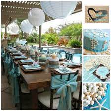 If you are planning a beach affair, why not plan a beach bridal shower to continue this awesome relaxed theme?take turquoise tablecloths and napkins, decorate the placemats with fish net, hang spray painted shells and sea stars, add faux pearls for decor. Beach Bridal Shower Inspiration Board Beach Theme Bridal Shower Wedding Shower Decorations Diy Beach Bridal Shower Decorations