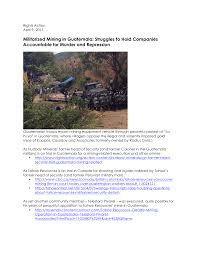 Militarized Mining in Guatemala: Struggles to Hold Companies Accountable  for Murder and Repression