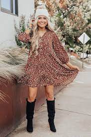 Casual Outing Shift Dress In Chocolate Short Fall Dresses Winter Fashion Dresses Fashion