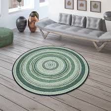 Dank der vielzahl an designs, materialien und größen passen runde teppiche zu jedem einrichtungsstil. Runder In Outdoor Teppich Fur Balkon Terrasse Mit Ethno Design In Grun Ebay