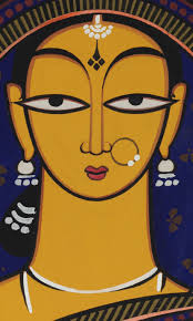 Handmaiden Indian Art by Jamini Roy Canvas Reprint Canvas Roll unframed