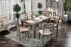 Cm3607t 7pk 7 Pc Taylah Weathered Grey Finish Wood Dining Table Set Dining Table Setting Dining Room Sets Solid Wood Dining Set