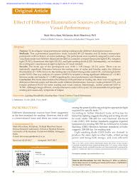 Pdf Effect Of Different Illumination Sources On Reading And
