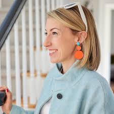 Medium Orange Double Circle Earrings