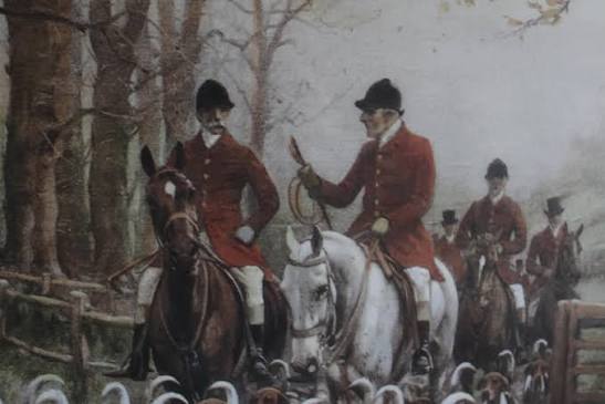 Vintage Lithograph of a British Fox Hunting Scene \"The Pink of Condition\" by George Wright