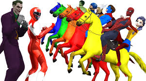 To Learn Colours Names With Horses And A Superheroes Cartoon Video For Kids Cartoon Gifs Cartoon Kids
