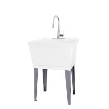 Bring practicality and convenience to your laundry room: Integrated Supply Lines Utility Sink Extra Deep Laundry Tub In Black With High Arc Stainless Steel Coil Pull Down Sprayer Faucet Heavy Duty Floor Mounted Freestanding Wash Station P Trap Kit Laundry Utility Sinks Tools