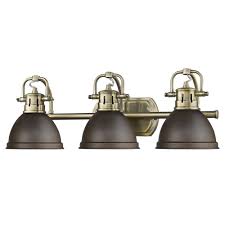 Modern wall sconce lights 2 lights matte black bathroom lighting with clear glass shades antique brass vintage vanity light fixtures etl listed. Golden Lighting Duncan Ab Aged Brass Bathroom Light 3602 Ba3 Ab Rbz Destination Lighting