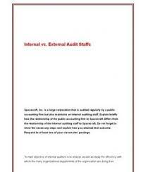 Week 1 Dq1 Internal Vs External Audit Staffs Spacecraft Inc Is A Large Corporation That Is Audited Regularly B Accounting Principles Accounting Firms Audit