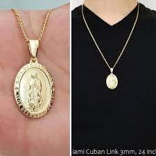 Virgin Mary Necklace 18k Gold Filled Mary Pendant Virgin Etsy In 2021 Mens Gold Chain Necklace Gold Chains For Men Virgin Mary Necklace