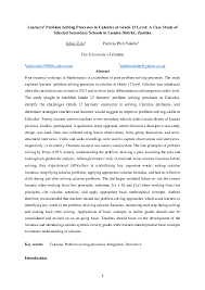 Check spelling or type a new query. Pdf Learners Problem Solving Processes In Calculus At Grade 12 Level A Case Study Of Selected Secondary Schools In Lusaka District Zambia Julius Zulu Academia Edu