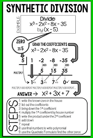 Synthetic Division In Algebra 2 School Algebra College Algebra High School Math