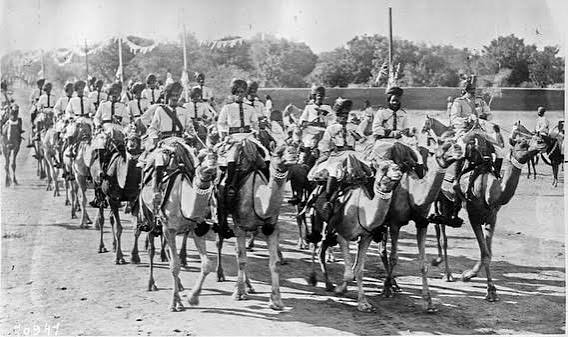 The Ganga Risala / Bikaner Camel Corps of Maharaja Ganga Singh of Bikaner . The Maharaja and Prince of Wales reviewing the troops. ca. 1921 . . #camelcrops #bikaner #raajghraanno #royal #india #