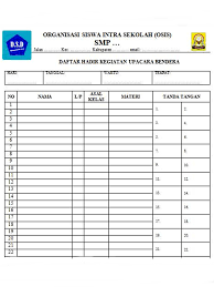 May 20, 2020 · daftar hadir sangat penting untuk dibuat demi mengetahui keaktifan peserta didik dalam mengikuti pembelajaran secara online. Daftar Hadir Siswa Dalam Kegiatan Upacara Bendera Hari Senin Dokumen Sekolah Dasar