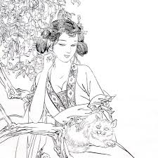 Lyudi Postadijki I Kontury Vk In 2020 Cat Coloring Page Asian Style Art Linocut Prints