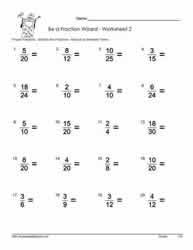 simplify proper fractions worksheets