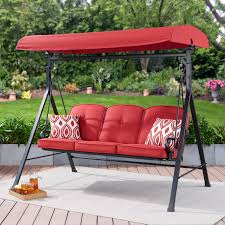 Product title strong camel new patio outdoor 77x43 swing canopy replacement porch top cover seat furniture (burgundy) average rating: Mainstays Carson Creek Outdoor 3 Seat Porch Swing With Canopy Red Walmart Com Walmart Com