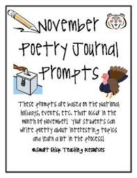 November Poetry Prompts Set Of 20 Different Prompts Poetry Prompts Reading Writing Prompts