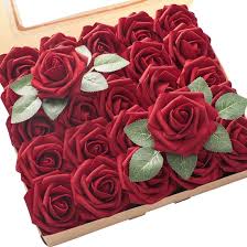 A vampy red lipstick (perfect for a holiday wedding) or a deep plum will lend a pop of color to your bridal look. Buy Floroom Artificial Flowers 50pcs Real Looking Dark Red Foam Fake Roses With Stems For Diy Wedding Bouquets Bridal Shower Centerpieces Floral Arrangements Party Tables Home Decorations Online In Indonesia B07wwmbfcp