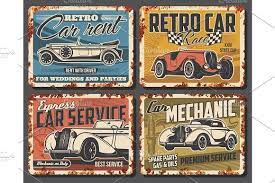 Retro Car Repair Rent Service In 2021 Retro Cars Retro Youtube Banner Design