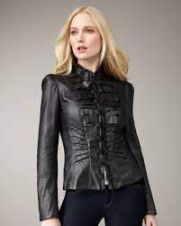 Elie Tahari Mandy Folded Leather Jacket In Black Elie Tahari Jacket Jackets For Women Leather Jacket