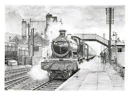 Drawings Of Ex Great Western Railway Locomotives On Behance Train Drawing Train Sketch Train