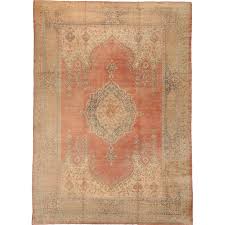 Woven with wool on cotton, this authentic vintage rug measures 5' 8' x 8' 9' (68 in. 10x14 Antique Red Turkish Oushak Rug 106758 In Dallas Dfw
