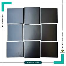 Gạch mosaic 10x10 gốm vuông màu đen MS1010G-11 - Thế Giới Mosaic