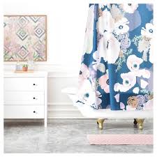 The machine washable curtain's durable buttonhole top allows for easy hanging with various style shower curtain hooks and rings. Khristian A Howell Une Femme Shower Curtain Blue Deny Designs Target
