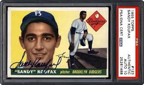 1982 SuperStar baseball card 88 Hank Aaron Braves Sandy Koufax Dodgers  autograph