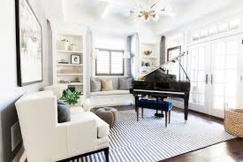 Contemporary interior with a piano Piano Room With A Modern Traditional Mix Studio Mcgee Home Music Rooms Piano Room Design Grand Piano Room