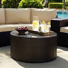 _x000d_ suitable for indoor and outdoor use. Crosley Co7121 Br Catalina Outdoor Wicker Round Glass Top Coffee Table