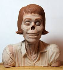 EC inspired Zombie Librarian sculpture in SuperSculpey