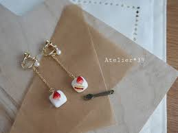 いちごショートケーキのピアス イヤリング ピアス イヤリング イヤリング ハンドメイド