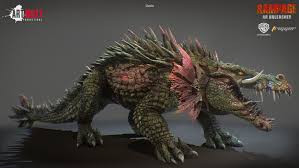 Közben harvey russell ügynök (jeffrey dean morgan) rájön, hogy valaki irányítja a három óriás szörnyeteget. Artstation Rampage Ar Unleashed Lizzie Art Bully Productions Rampage Movie Kaiju Monsters Monster Concept Art