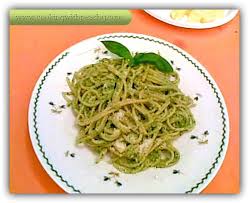 pasta with pesto green basil sauce