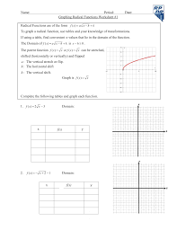 Include quadratic functions worksheet answer page. Name Period Date Graphing Radical Functions Worksheet 1