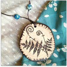 Nature Lover Botanical Jewelry Fern Handmade Pyrography Wooden Pendant Fern Wood Burning Jewelry Fore Wood Burning Art Wood Burning Patterns Wood Jewellery
