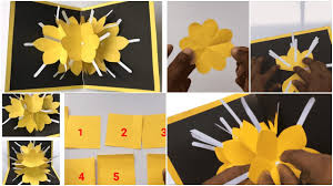 Make 6 more flowers with other squares. How To Make A Pop Up Flower Card Simple Craft Ideas