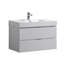 Discover our wall hung vanity units online catalogue, find the perfect bathroom cabinet has never been so easy! Fresca Valencia 36 In W Wall Hung Bathroom Vanity In Glossy White With Acrylic Vanity Top In White Fcb8336wh I The Home Depot