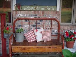 This Is So Cool Wrought Iron Bed Frame Into A Bench Love Love Love It Porch Decorating Decor Iron Bed Frame