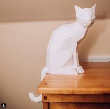 3d Paper Craft Cat Diy Sculpture Sitting Cat Papercrafting Etsy Paper Crafts 3d Paper Crafts 3d Paper